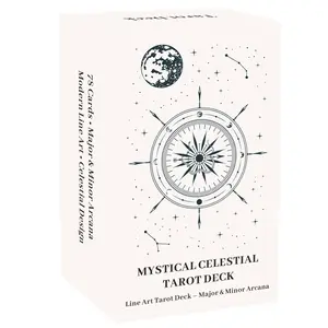 Mystical Celestial Tarot Cards Set, Tarot Card Game, 78 Pieces, 13x8 Cm, Simple Starry Aesthetic Art, Ideal for Beginners, Includes Paper Instructions