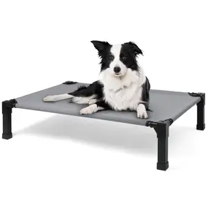 Cooling Elevated Dog Bed - Portable Raised Cot with Washable Mesh and Metal Frame Outdoor Pet Accessories Mat Premium Installation