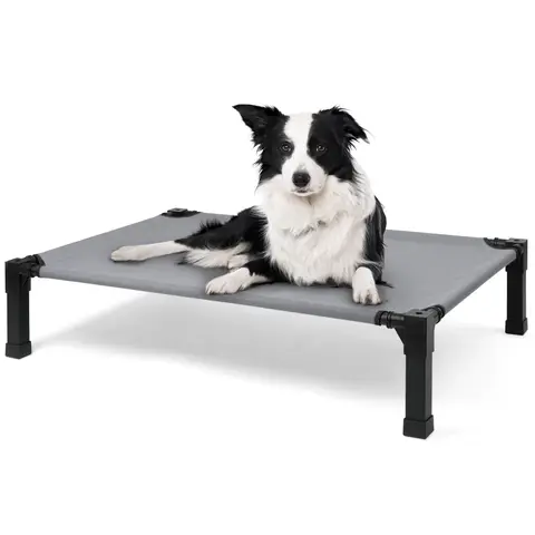 Premium Cooling Elevated Dog Bed - Portable Raised Cot with Snap, Solid Polyester Textilene Mesh, Classic Design, Easy Assembly, Airflow Boost, Temperature Control, Stain-Resistant Detachable Washable Mesh, Non-Slip Sturdy Steel Frame Raised Over 8.4 In s