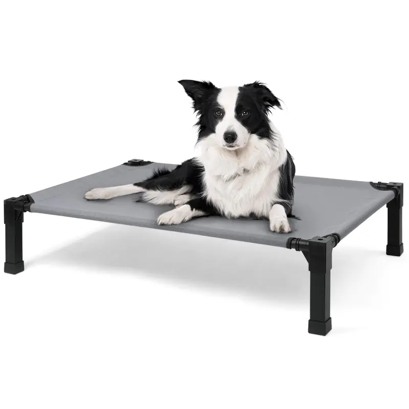 Premium Cooling Elevated Dog Bed - Portable Raised Cot with Snap, Solid Polyester Textilene Mesh, Classic Design, Easy Assembly, Airflow Boost, Temperature Control, Stain-Resistant Detachable Washable Mesh, Non-Slip Sturdy Steel Frame Raised Over 8.4 In s