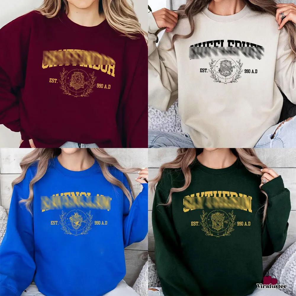 Wizard Hogwart House Sweatshirts, Wizard School Shirt, HPotter Sweatshirt Gift, Harry Magic, Universal Studios Fan, Gifts For Family, Casual Outfits For Men Women, Fall & Winter Fashion