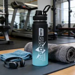 1 Piece 1000ML Summer Sports Water Bottle, Gradient Design, Ideal for Camping Hiking Cycling Gym Use
