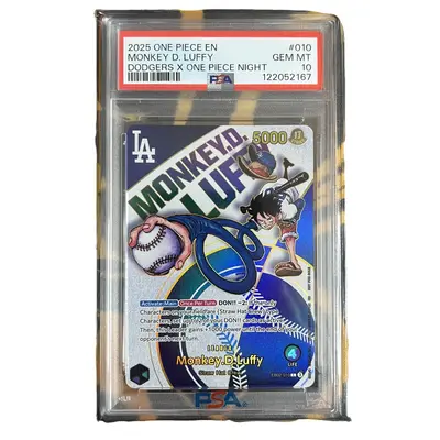 one piece dodgers card graded Monkey.D.Luffy (EB02-010) - x Promo Black Label LA Dodgers Luffy