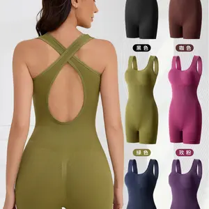 Women's Athletic Bodysuit Solid Color Sexy Backless Stretch Tummy Control Butt Lifting Shapewear Intimates Slim Fit Compression One Piece Sportswear for Gym Yoga Workout Running Party Daily Wear Matching Sports Bra Leggings Accessories