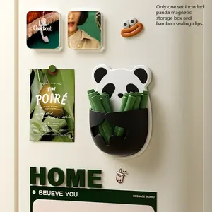 Cute Panda Sealing Clips, 2-in-1 Fridge Magnetic & Wall Mount Bag Clips, Mini Moisture Proof Food Freshness Sealer for Kitchen Snack Storage