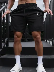 Men's Loose Fit Gym Shorts, Side 'y Pro-Fitness' Print, Drawstring Waist, Breathable Fabric, Gym Training & Daily Wear