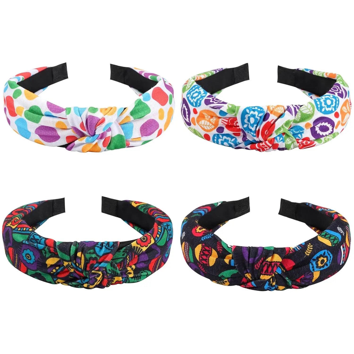 4 count Easter Headbands for Women girls Bunny Ear Knotted Headband Wide Spring Flower Easter Egg  air Accessories Holiday Festive Party Gifts Hair Hoop