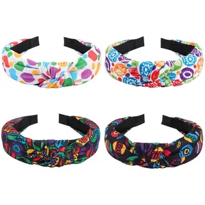 4 count Easter Headbands for Women girls Bunny Ear Knotted Headband Wide Spring Flower Easter Egg  air Accessories Holiday Festive Party Gifts Hair Hoop