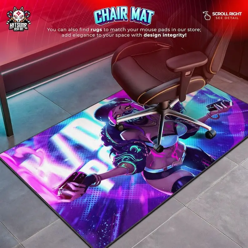KDA Akali Mouse Pad, Neon Glow Desk Mat, League of Legends Gaming