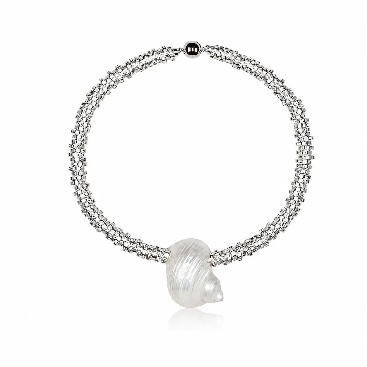 Nerina Necklace - Natural Shell Pendant  Premium Resin Beads