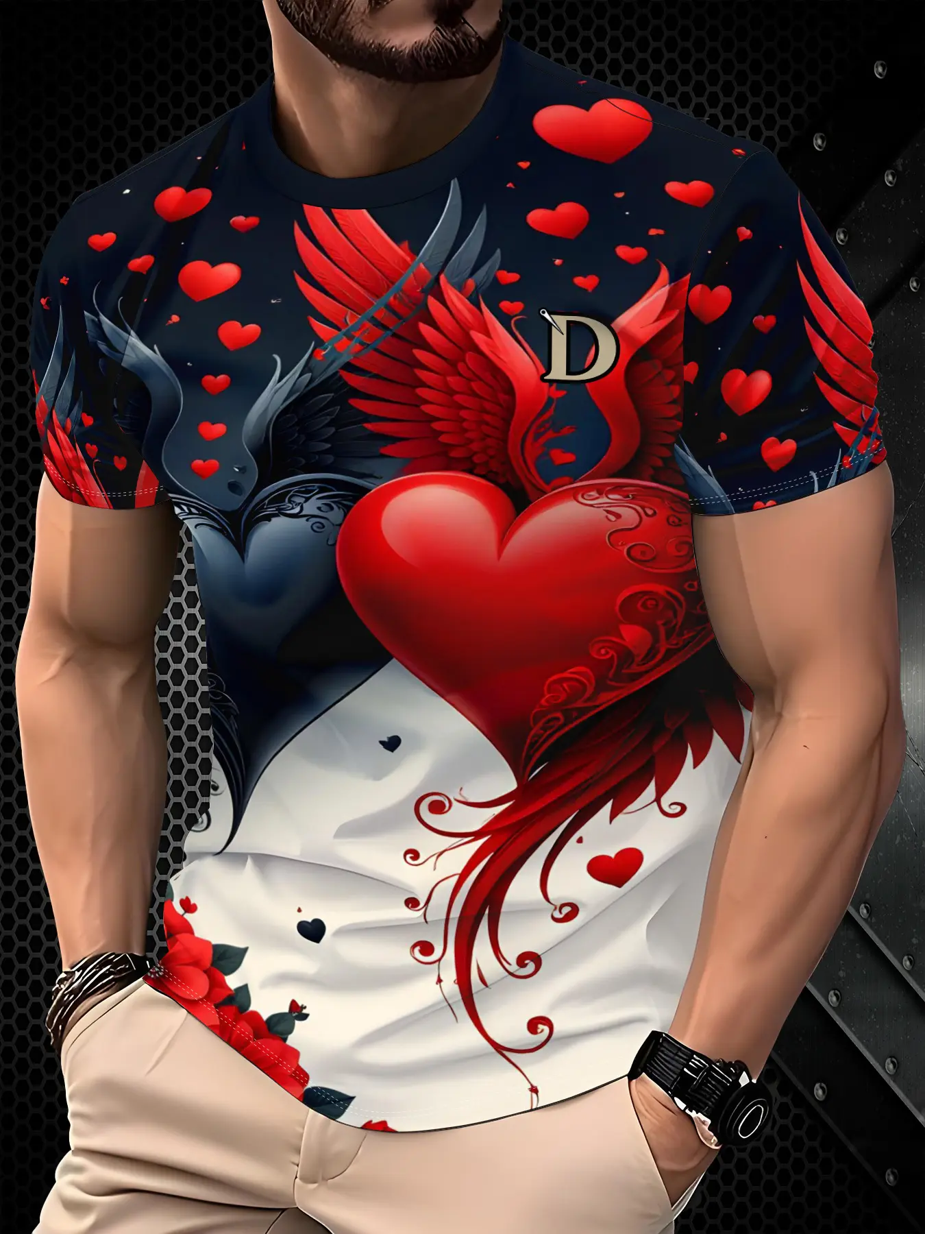 1 piece of men's digital printed short sleeved T-shirt, Casual sportswear, Casual fashion sporty, Breathable Streetwear, with bright patterns not easy to fade, loose round neck not picky about body shape, suitable for casual travel