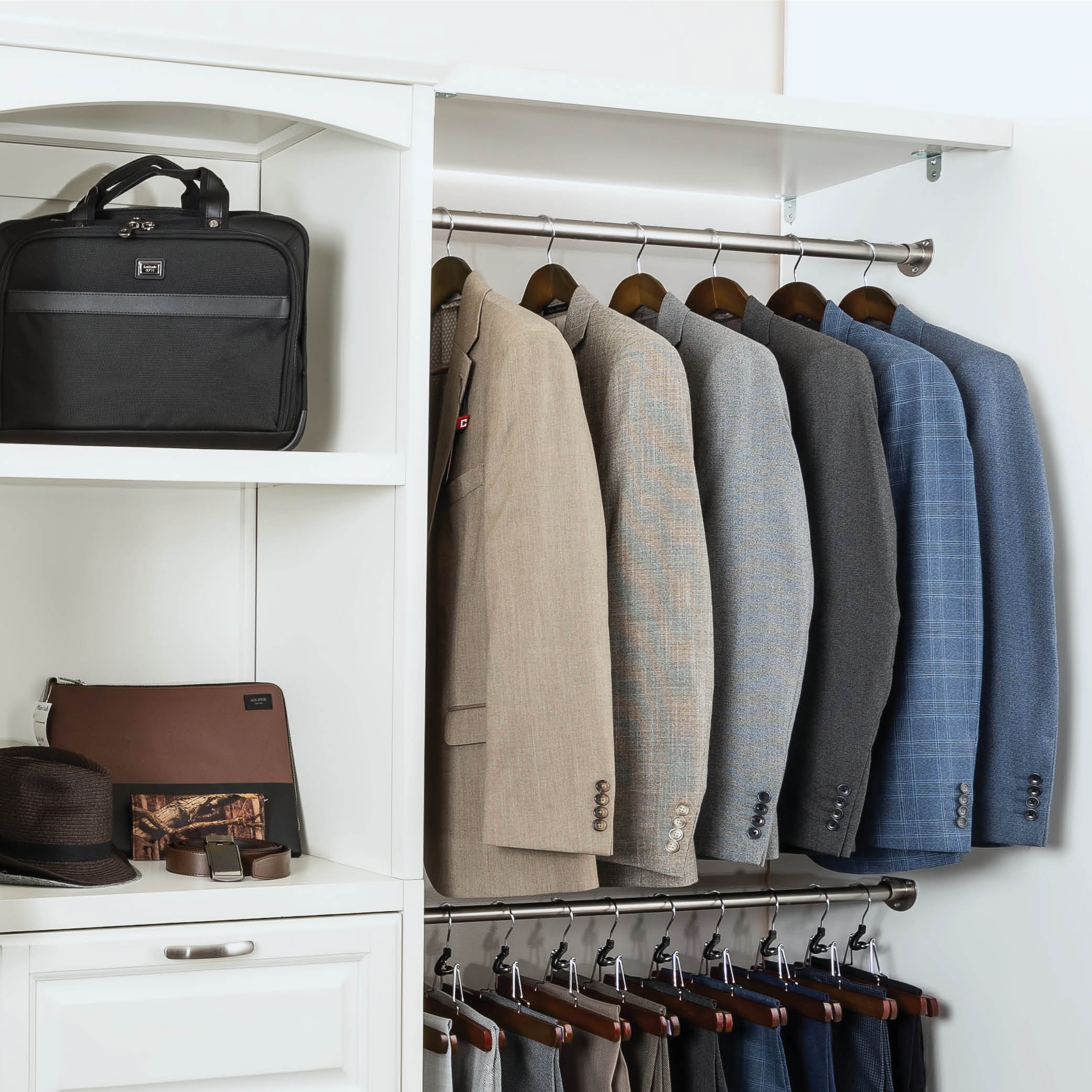 ZOBER 6 Pack High-Grade Wooden Suit Hangers for Men, Extra Wide Shoulder Hangers with Non Slip Pants Bar, Smooth Finish, 360 Swivel Hook, Jacket Hanger, Heavy Duty Wide Hanger for Closet