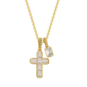 Fettero Gold Cross Necklace for Women - Double Pendant Necklaces  Gold Plated Removable Cross Necklace Dainty Simple Gold Necklace for Women Trendy Faith Gold Jewelry Gifts
