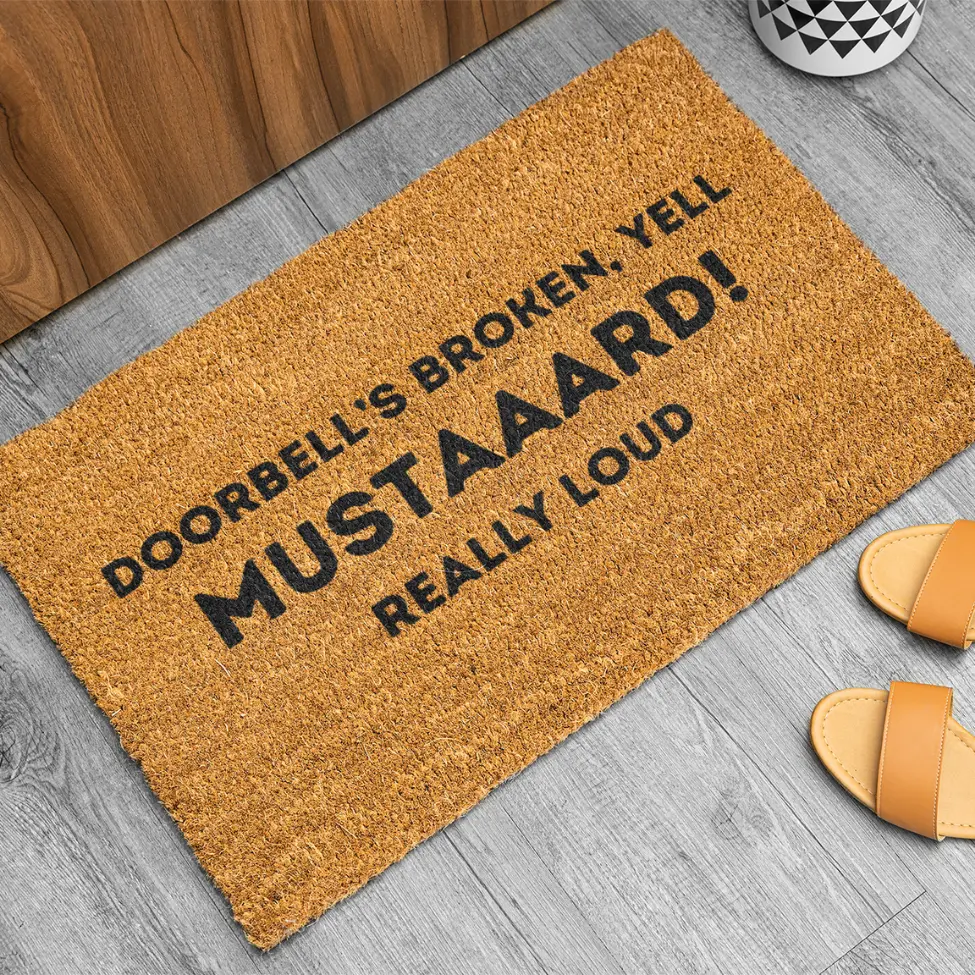Funny Quote Print Mustard Yell Diatomite Stone Door Mat - 1-Piece, Quick-Dry, Non-Slip PVC Backing, Durable, Absorbent - Indoor/Outdoor Entryway Decor for Front Door, Farmhouse Porch