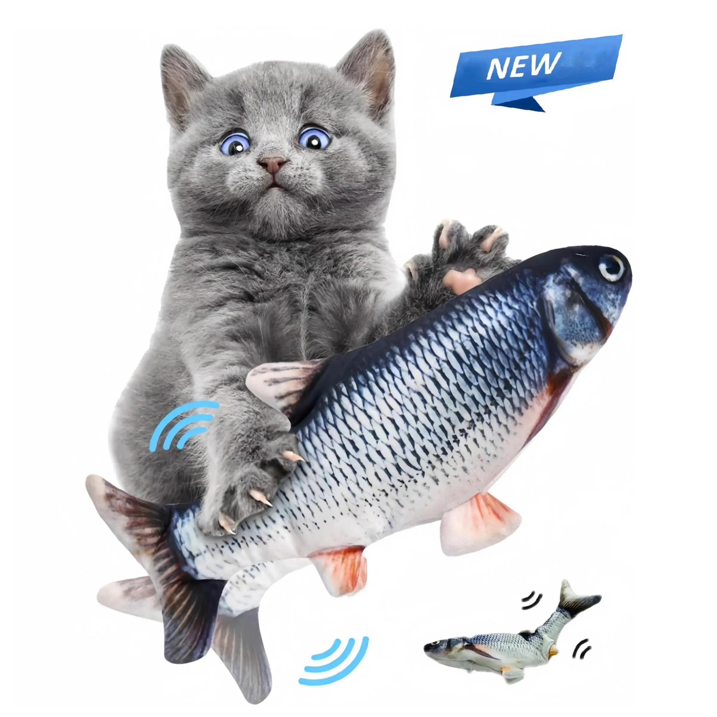 Electric Fish Shaped Cat Toy, USB Rechargeable Simulation Fish Toy, Interactive Cat Teaser Toy, Pet Supplies for Indoor and Outdoor Playing