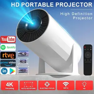 Portable Projector, Auto Keystone Correction MiniProjector,4K/200 ANSl Smart Projector with2.4/5G WiFi, BT 5.0,130 Inch Screen,180 DegreeFlip home theater projector Speaker Android Remote Control Wireless Audio Device