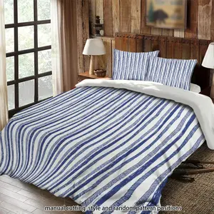 Blue and white striped 3-piece comforter set, a suitable bedding set, perfect as a gift.