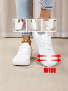 Women's Wide-Toe Barefoot Sports Shoes, Comfortable Lightweight, Breathable Fabric, Ideal for Outdoor Travel, Lace Up Sneakers