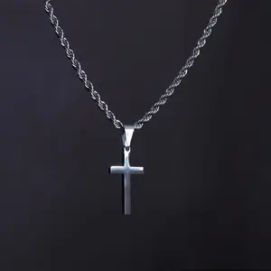 [Father's Day Gifts] Stainless Steel Cross Necklace for Men, Mens Chain Necklace with 2.5mm Cross Chain for Boys