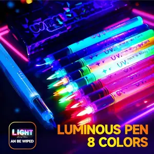 Fluorescent Painting Pens, Washable Doodle Makeup Pens, Wipeable Party Atmosphere Glow Pens