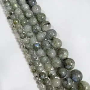 Natural Green Labradorite  Gemstone Smooth Round Loose Beads For DIY Jewelry Making Desig Handmade Crafts Bracelet, Necklace, Earrings AAA Quality 15.5 Inches Long, Semi Precious Stone, Spacer beads