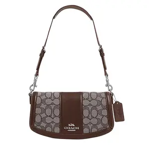 COACH Andrea 24 Classic Logo Toggle Top Handle Crossbody Bag for Women, Oak and Maple Brown Leather and Fabric