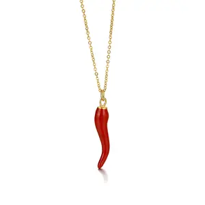 Italian Horn Necklace For Women Men Dainty Plated Cornicello Red Pepper Amulet Charm Necklaces Good Luck Pendant Talisman Protection