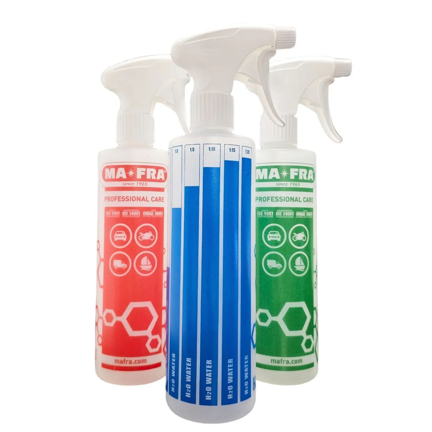 MA-FRA 500mL Organiser Storage Bottle - Chemical Resistant Dilution Bottle with Dilution Marks, Trigger Top, Handy Markings for Home Supplies Organization