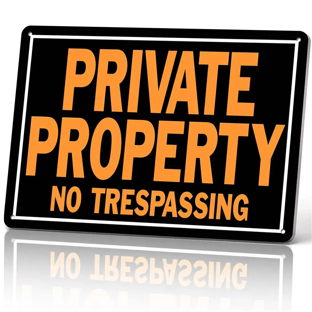 Private Property No Trespassing Metal Sign 12x8 In Aluminum, Vintage Warning Tin Sign for Yard, Fence, Home, Business, Retro No Trespassing Wall Art, 12x8 Inch Aluminum Plaque