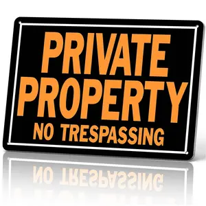 Private Property No Trespassing Metal Sign 12x8 In Aluminum, Vintage Warning Tin Sign for Yard, Fence, Home, Business, Retro No Trespassing Wall Art, 12x8 Inch Aluminum Plaque