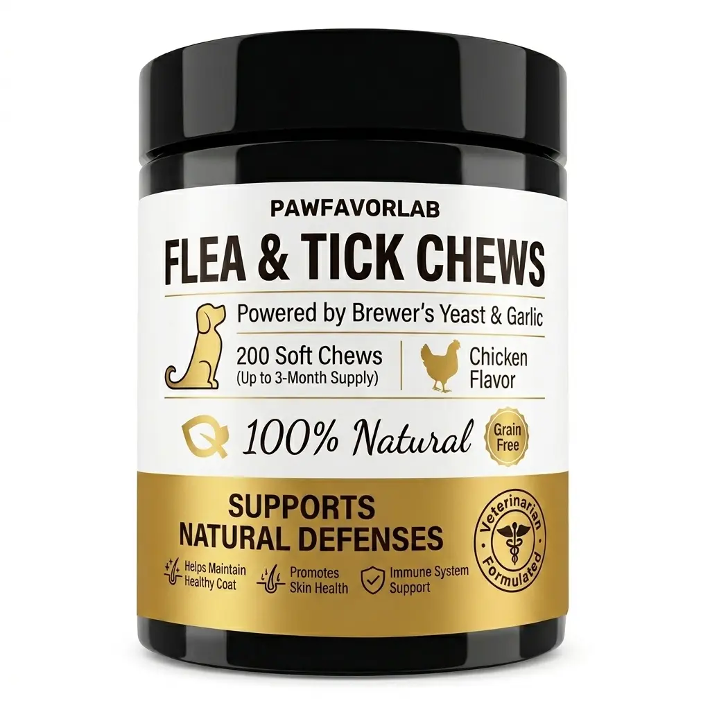 [Great Value] Flea & Tick Prevention for Dogs Chewables, PAWFAVORLAB Natural Dog Fleas and Ticks Control Supplement, Dogs Supplement, Natural Shield 5-in-1 Protection, Chicken Flavor, 200 Soft Chews