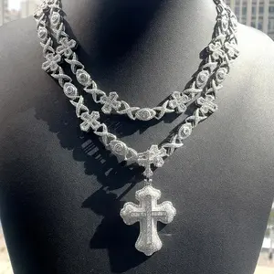 Cross sirciron pandant Hiphop fashion trend diamond full of drill men's hip-hop necklace suit