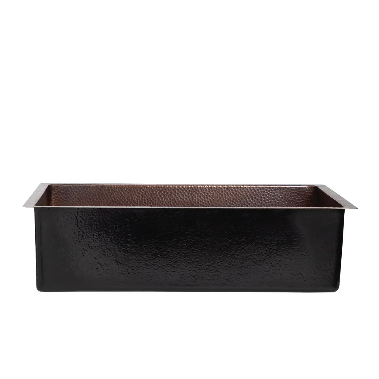 Decorative 33-Inch Copper Drop-In Single Bowl Bathroom Sink, Brown Finish