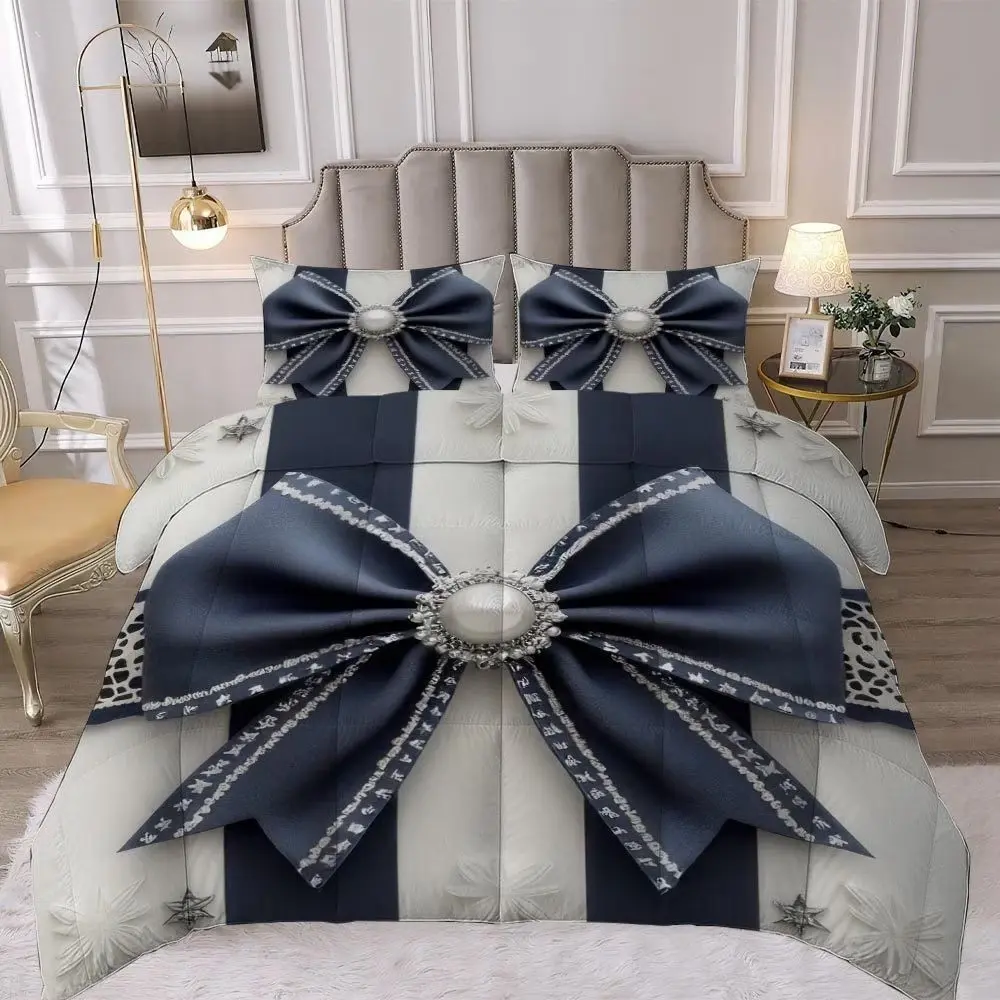 3-piece Butterfly Princess Wind Quilt Set - Soft and lightweight bedding with 200gcm quilted filling, including 1 quilted quilt and 2 pillowcases (excluding pillow core) - perfect for use in air-conditioned rooms in family dormitories
