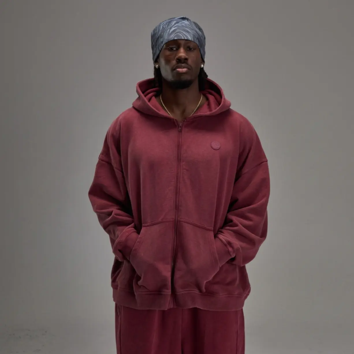 Washed Red Heavyweight Zip Up Controlled Insanity | 450 GSM Full-Zip Hoodie | Gym Streetwear