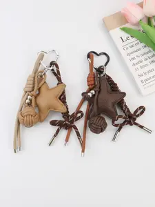 Star Keychain with Versatile Braided Rope, Ball Bag Charm Gift, DIY Knot Hanging Decoration, Perfect Accessory for Bags