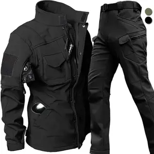 Windproof Waterproof Biker Suit Men Tactical Jacket Pants Sets Winter   Soft Shell Uniform Warm Fleece Coats