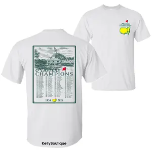 The 2026 Masters Tournament  at Augusta National Clubhouse 92 Years (1934-2026) Champions Updated Rory McIlroy Unisex Cotton T-shirt for Men for Women