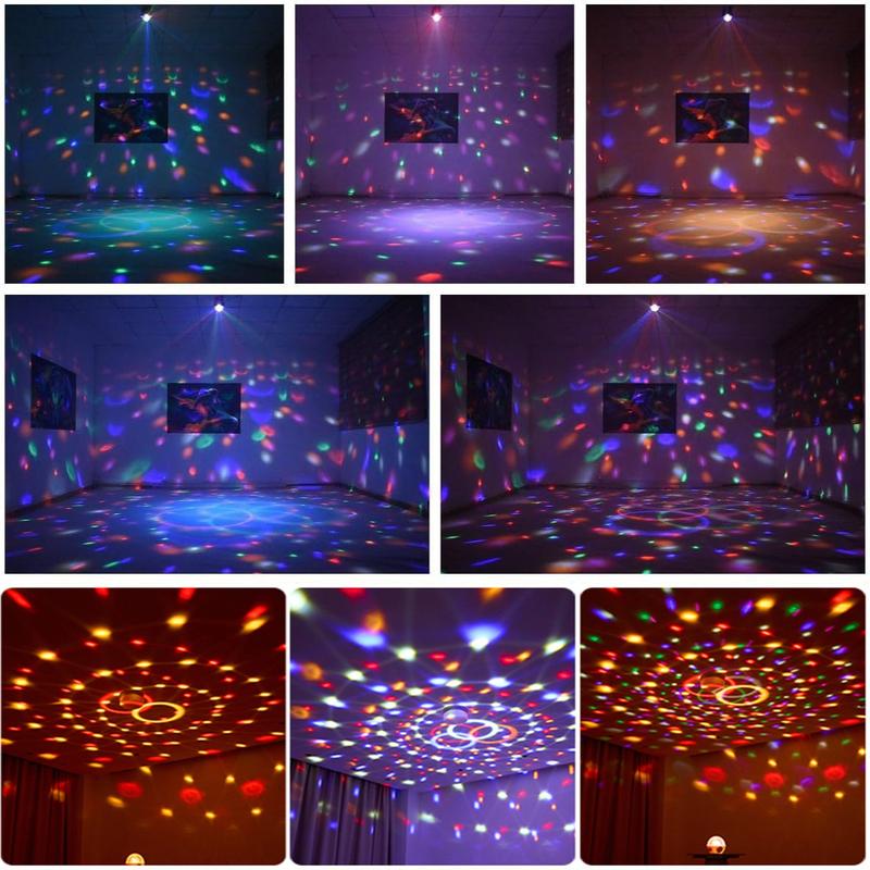 USB Low Voltage Power Cord Powered 6LED Disco Ball Lights with Sound Activation DJ Party Lights for Parties, Birthday Parties and Holidays
