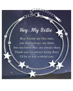Gift for Friend, Our Friendship Memories are Countless and Bright Like Stars, Unique Gift Ideas Star Bracelet for Best Friend Bestie Soul Sister on Birthday Christmas Valentine's Day