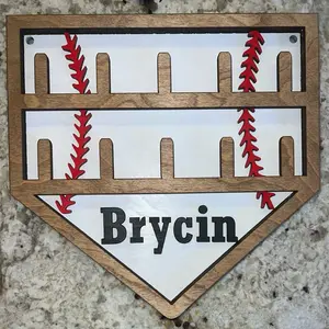 Wall Hanging Sports Ring Holder for Baseball, Softball, Basketball, and Cheer Football - Durable Design