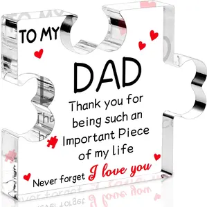 Fathers Day Dad Gifts, Dad Birthday Gifts - Engraved Acrylic Plaque 3.9 x 3.2 x 0.5 inch, Valentines Christmas Father's Day Presents for Dad from Daughter Son