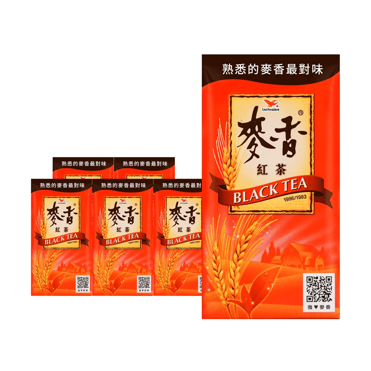 Uni-President Taiwan Mai Xiang Black Tea 300ml Pack of 6 - Authentic Taiwanese Beverage
