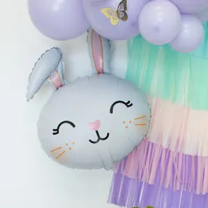 White Wink Smile Rabbit Balloon (22 inches) Decoration Easter Spring