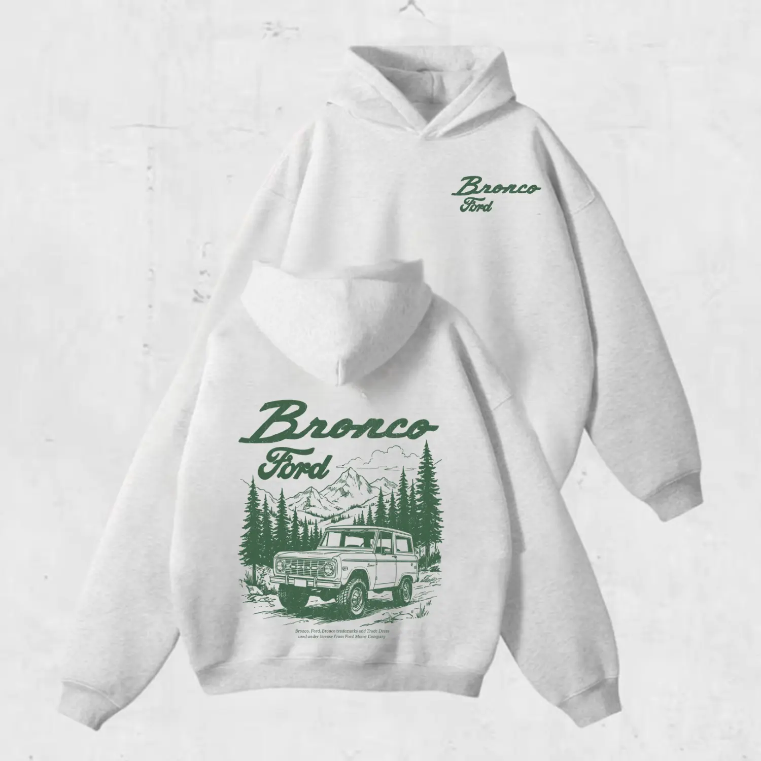 Vintage Ford Bronco Forest Hoodie Off Road Tree Graphic Sweatshirt for Men Women, Adventure Truck Lover Pullover, Mountain Outdoor Lifestyle Apparel, Casual Streetwear