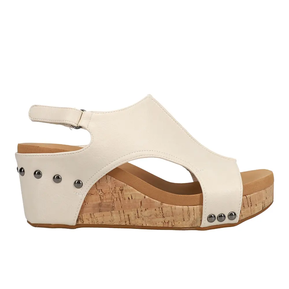 Corkys Footwear Womens Carley Studded Slingback Casual Sandals Casual High Heel 3" & Up - Off White