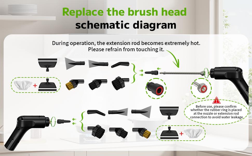 2500W Multi Surface Handheld Steam Cleaner, 15s Heat-Up, 54oz Tank, 3-Level Steam Settings, 15 Accessories, Multi Surface Steam
