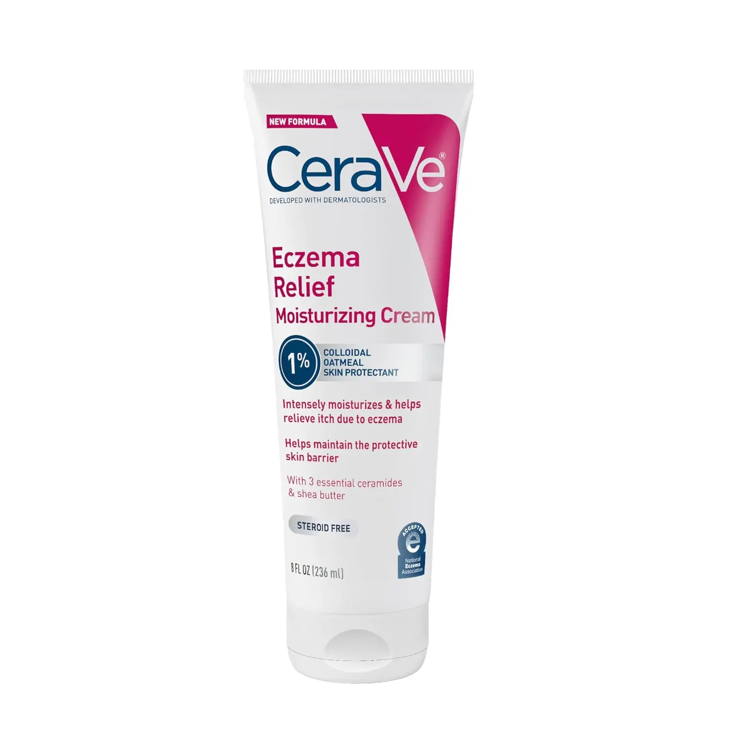CeraVe Eczema Relief Moisturizing Cream with Colloidal Oatmeal, Shea Butter & Vitamin E For Dry Skin & Itchy Skin Relief, Steroid Free & Paraben Free, 8oz