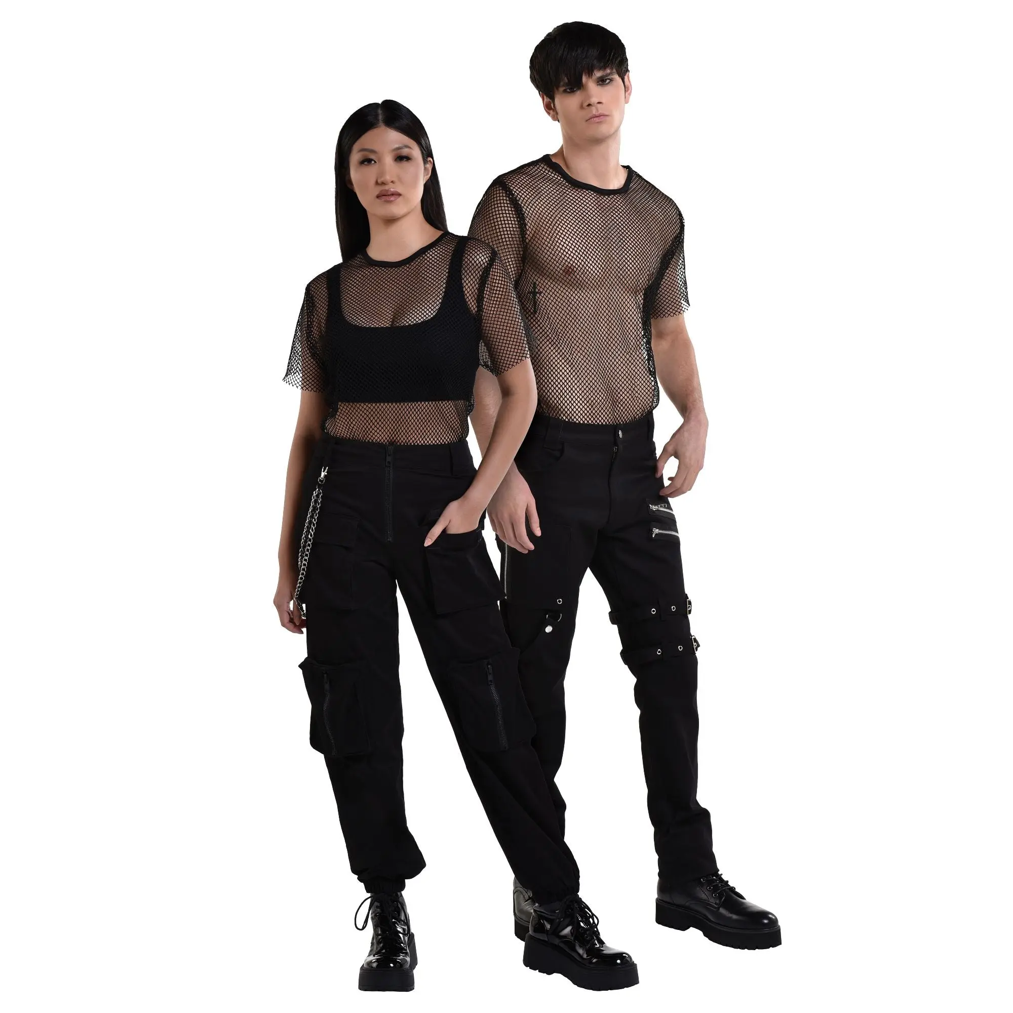 Unisex Fishnet T-Shirt - Black, One Size