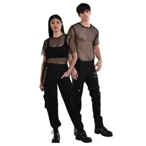 Unisex Fishnet T-Shirt - Black, One Size
